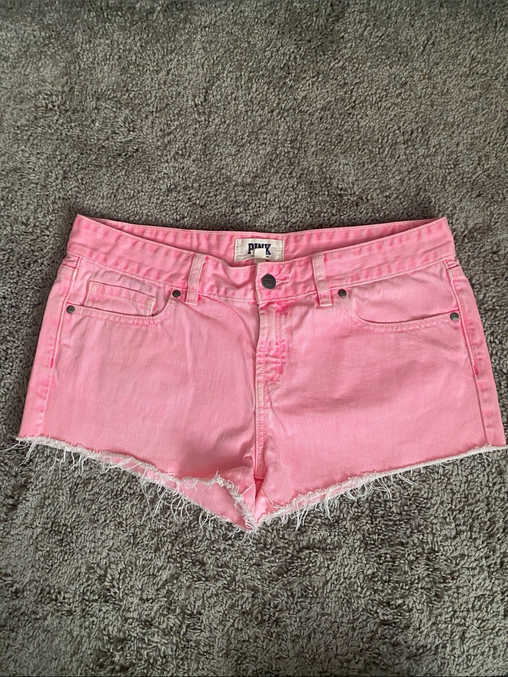 PINK Victoria's Secret Bright Pink Denim Cutoff Shorts size 8